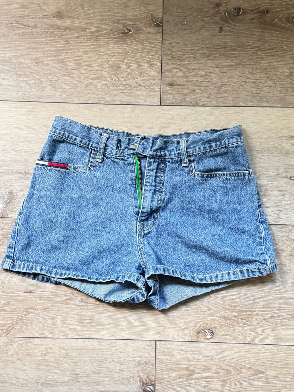 Tommy Hilfiger Light Blue Denim Shorts with Signature Trim